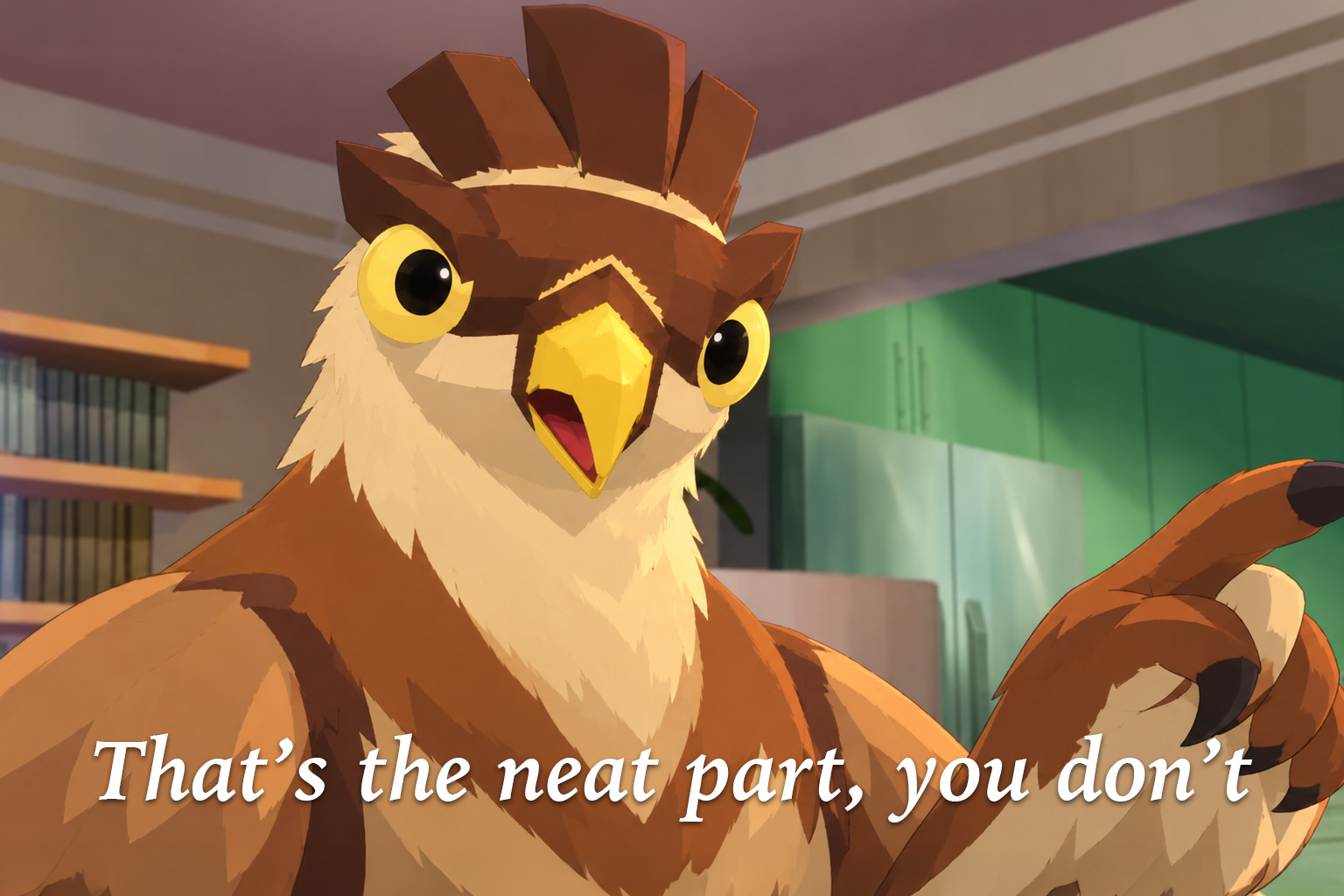 The eagle, pointing: That's the neat part, you don't